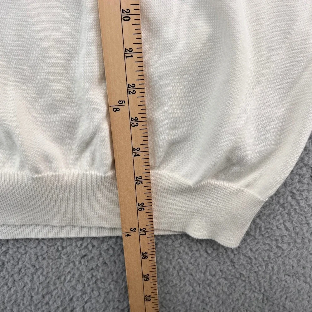 Brooks Brothers Mens XL Supima Cotton V-Neck Sweater Off-White Cream Knit